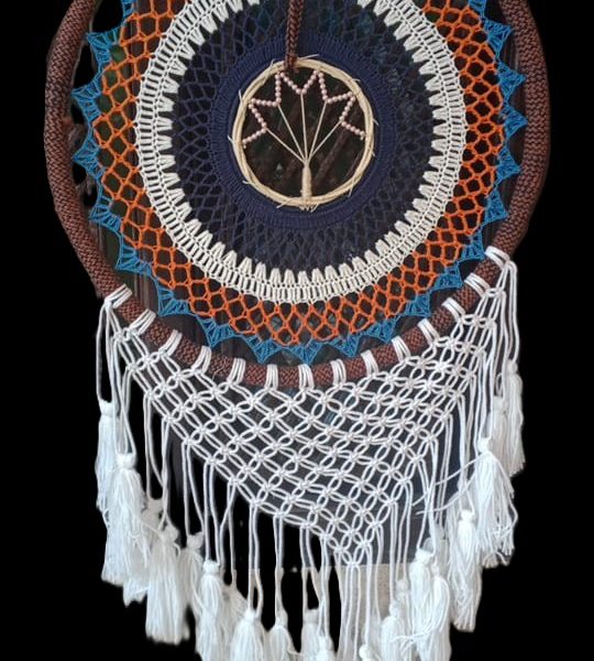 Dream Catcher Brown Circle With Blue Orange White Purple Circle