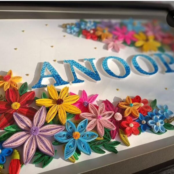 Handmade Paper Quilling Name Frame