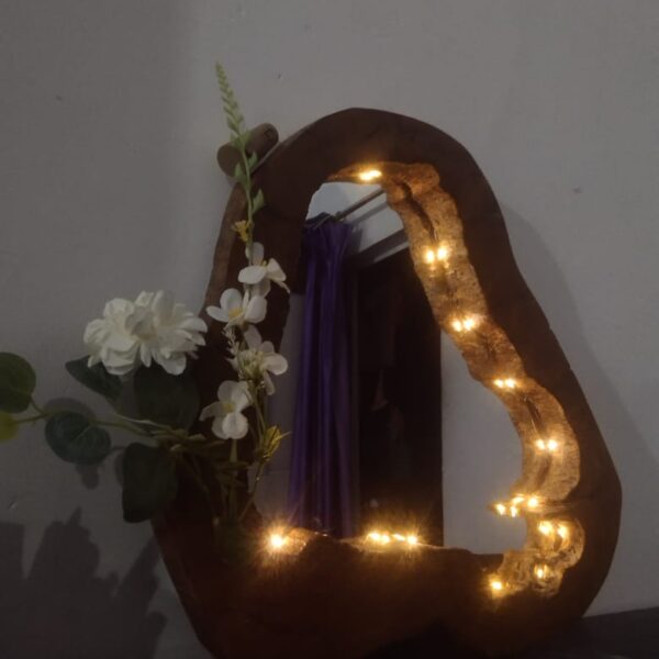 Wooden Art Mirror with Lights